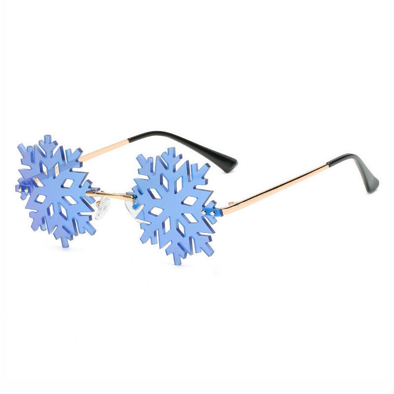 Blue Frameless Snowflake Shape Novelty Sunglasses