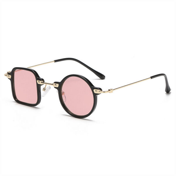 80s Square & Round Asymmetrical Sunglasses Black Gold-Tone/Pink