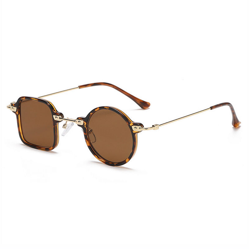 80s Square & Round Asymmetrical Sunglasses Tortoise Brown