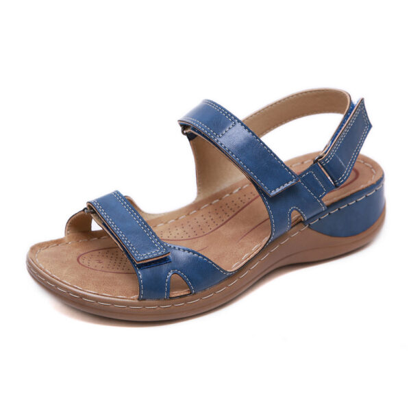 Blue Adjustable Strap Leather Walking Sandals