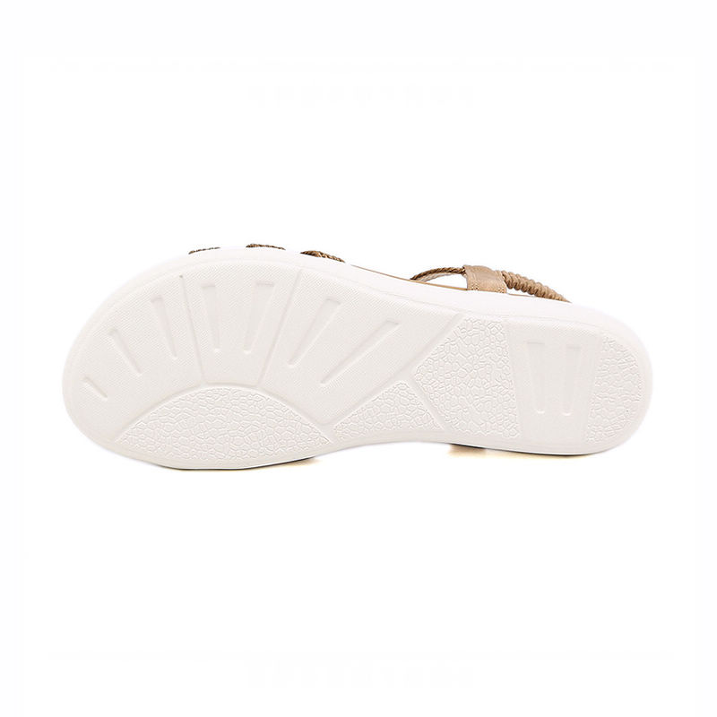 Boho Elastic-Strap Stone-Embellished Flat Sandals Outsole