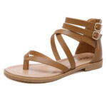 Brown Gladiator Buckled Zipper Roma Sandals