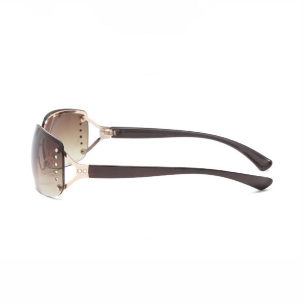 Buy Rhinestone-Embellished Womens Rimless Sunglasses Brown