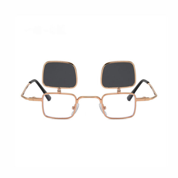 Grey Mini Metal Square Flip-Up Sunglasses