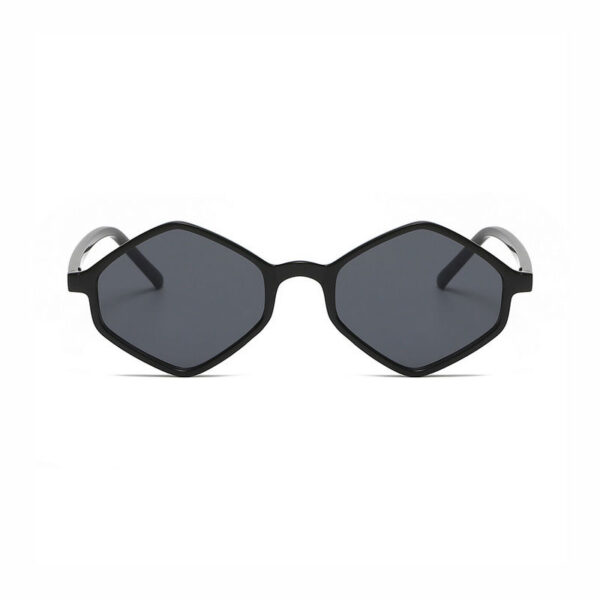 Small Rhombus-Shaped Geometric Sunglasses Black Frame Grey Lens