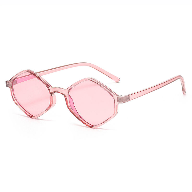 Transparent Pink Small Rhombus-Shaped Geometric Sunglasses