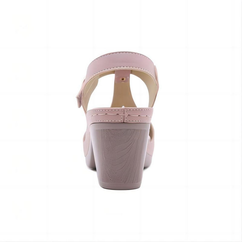 Vintage Ankle T-Strap Block Heel Sandals Pink