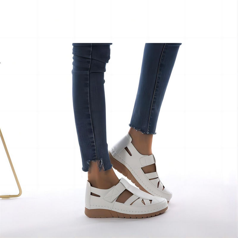 White Womens Closed Toe Casual Wedge Sandals For Summer