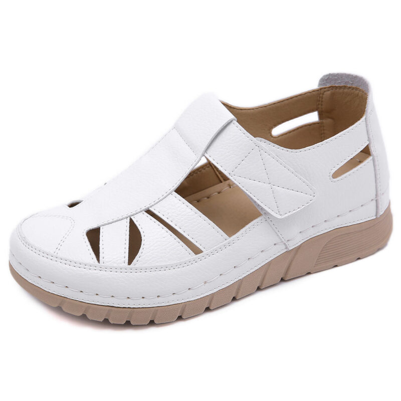 Womens Closed Toe Casual Wedge Sandals White
