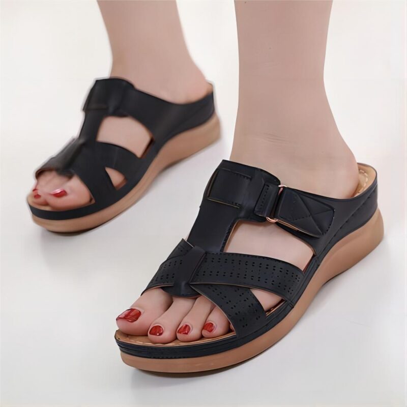 Womens Plus Size Open-Toe Wedge Slide Sandals Royal Blue