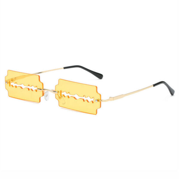 Yellow Cut-Out Razor Blade Frameless Novelty Sunglasses