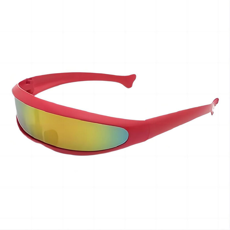 Cyclops Cosplay Wrap Visor Shield Sunglasses Red Frame Mirrored Red Lens