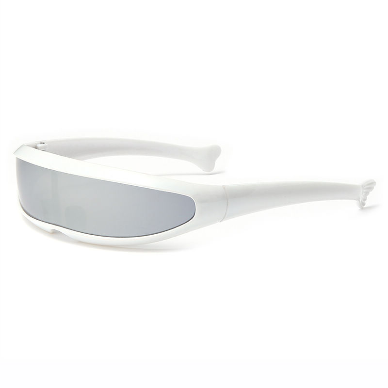 Cyclops Cosplay Wrap Visor Shield Sunglasses White Frame Mirrored White Lens