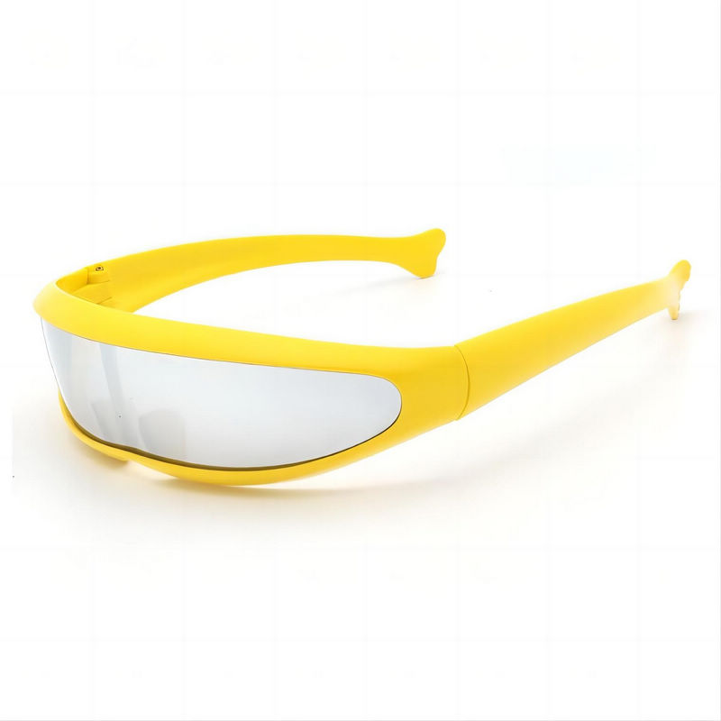 Cyclops Cosplay Wrap Visor Shield Sunglasses Yellow Frame Mirrored White Lens