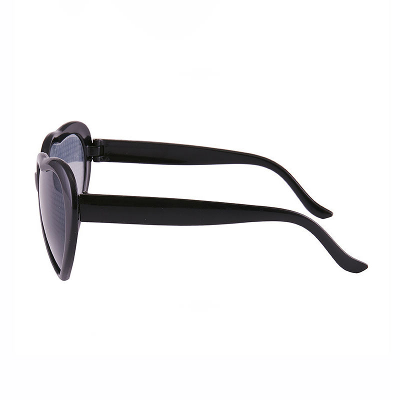 Light Changing Heart Diffraction Effect Festival Sunglasses Black Frame/Grey Lens