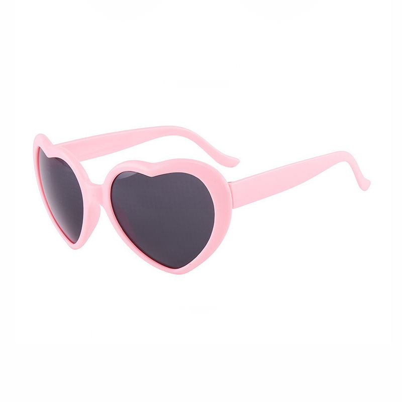 Light Changing Heart Diffraction Effect Festival Sunglasses Pink/Grey