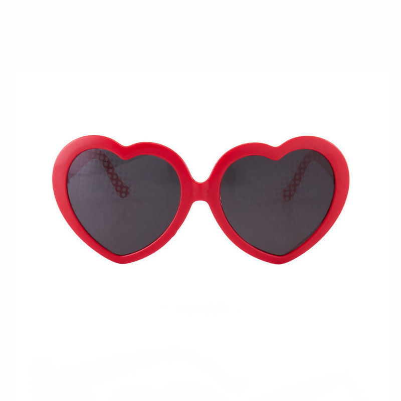 Light Changing Heart Diffraction Effect Festival Sunglasses Red Frame Grey Lens