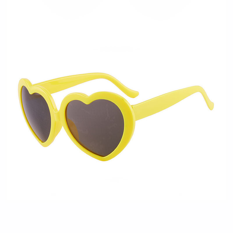 Light Changing Heart Diffraction Effect Festival Sunglasses Yellow/Grey