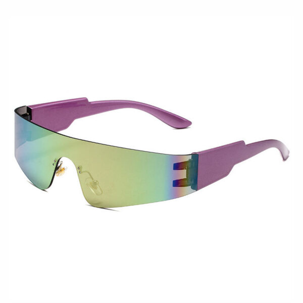 Mirrored Pink Wraparound Rimless Shield Sport Sunglasses