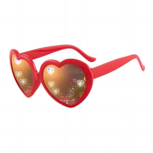 Red Light Changing Heart Diffraction Effect Festival Sunglasses