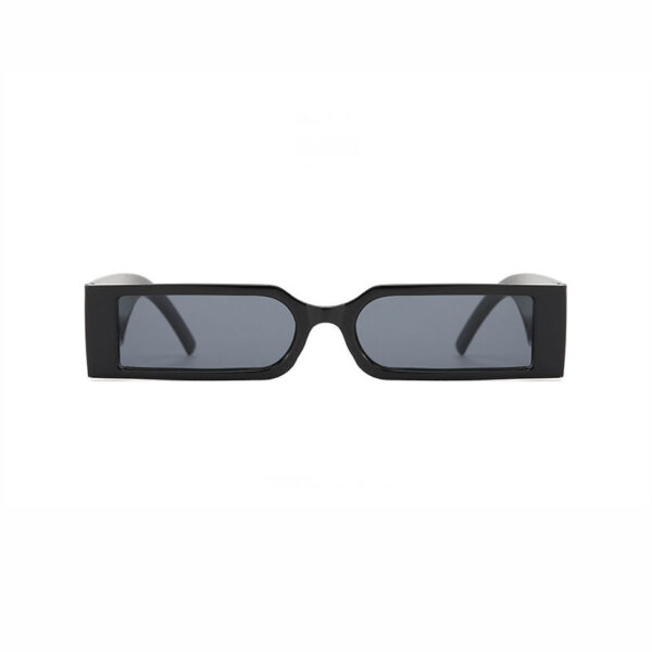 Retro Narrow Small Rectangular Sunglasses Polished Black/Grey