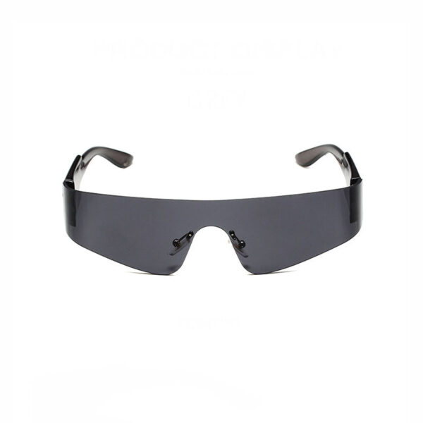 Smoke Grey Wraparound Rimless Shield Sport Sunglasses