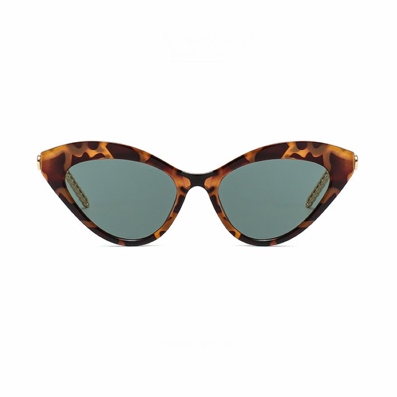 Acetate-Cat-Eye-Chain-Link-Temple-Sunglasses-Leopard-Frame-G15-Lens
