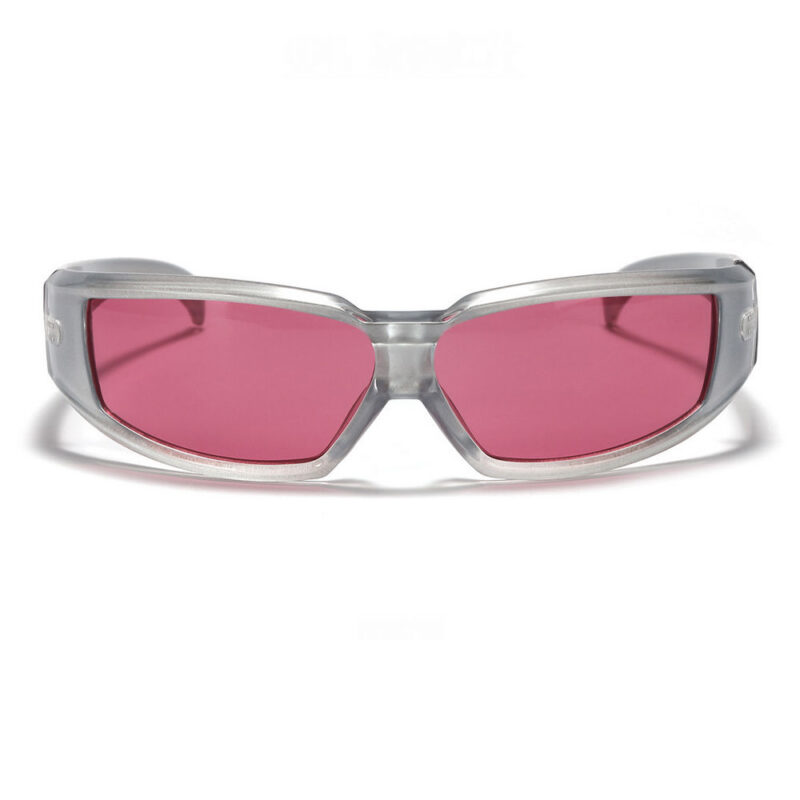 Acetate Wrap-Around Motorcycle Sunglasses Grey Frame/Red Lens