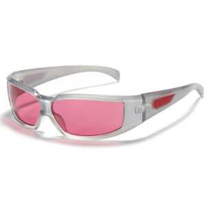 Acetate Wrap-Around Motorcycle Sunglasses Grey/Red