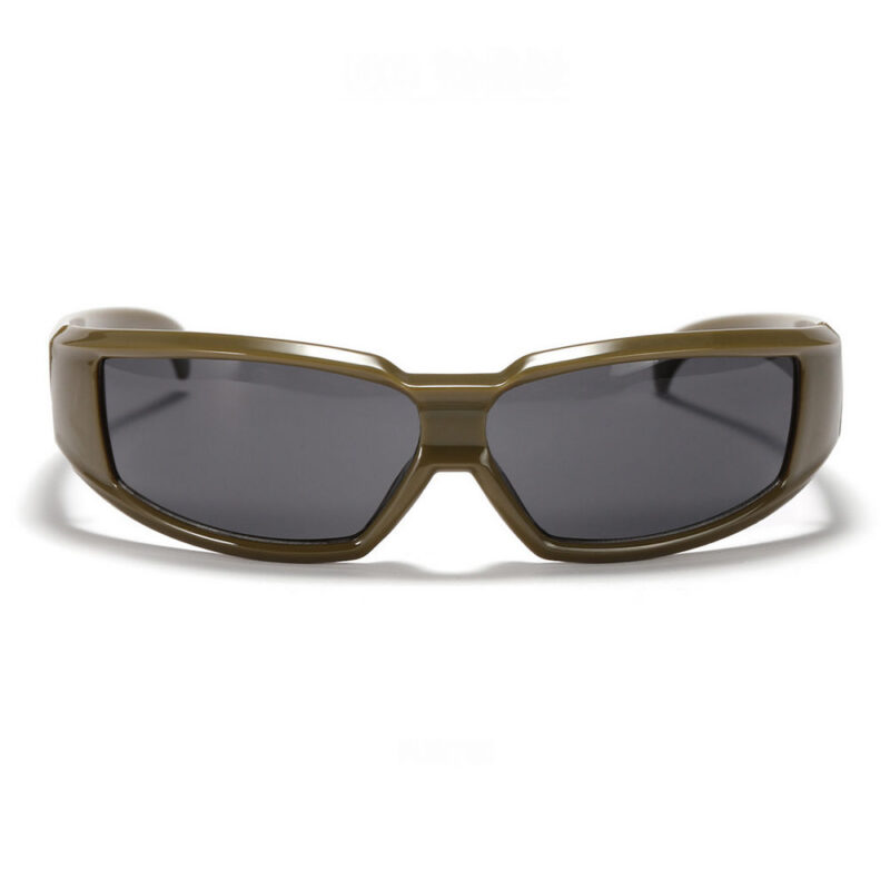 Acetate Wrap-Around Motorcycle Sunglasses Olive Green/Grey