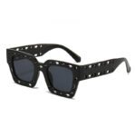 All Black Cut-Out Detailing Womens Square Sunglasses
