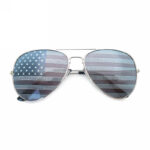American Flag Pilot Sunglasses 4th Of July Independence Day Silver-Tone Metal Frame
