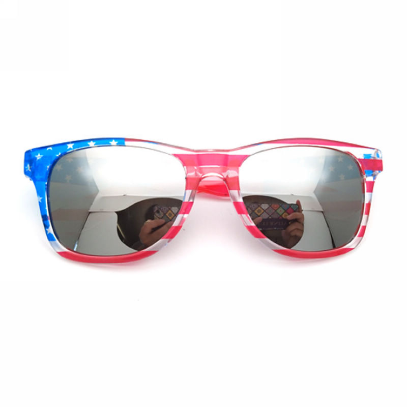 American Flag Square Sunglasses 4th Of July Independence Day Mirrored White Lens