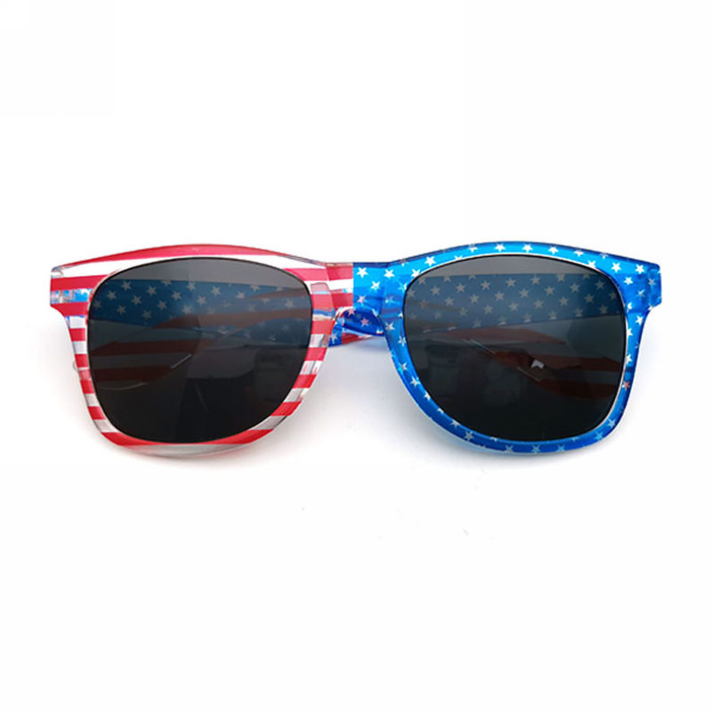 American Flag Square Sunglasses 4th Of July Independence Day Transparent Frame Grey Lens