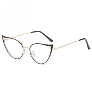 Anti Blue-Ray Metal Cat-Eye Frame Glasses Black Gold