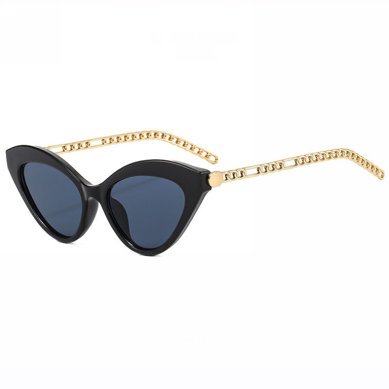 Black-Acetate-Cat-Eye-Chain-Link-Temple-Sunglasses