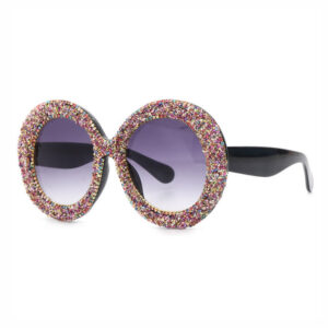 Colorful Glitter Crystal Embellished Oversize Round Sunglasses
