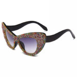Colorful Glitter Crystal Frame Cat-Eye Sunglasses
