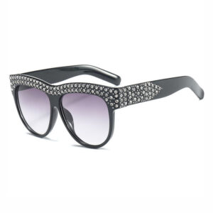 Crystal Embellished Oversize Square Sunglasses Black