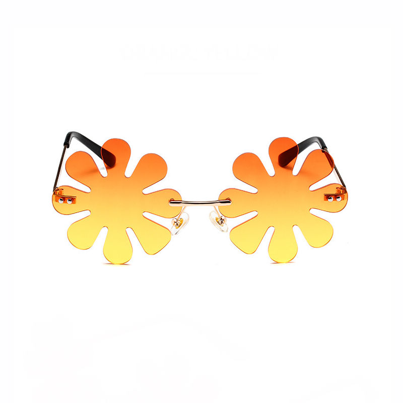 Daisy Shaped Festival Novelty Sunglasses Gold-Tone/Gradient Orange