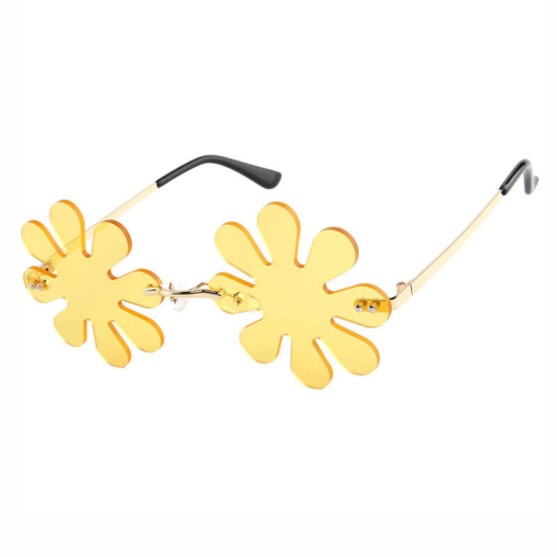 Daisy Shaped Festival Novelty Sunglasses Gold-Tone/Yellow
