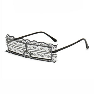 Diy Lace Covered Rectangle Shield Glasses Black