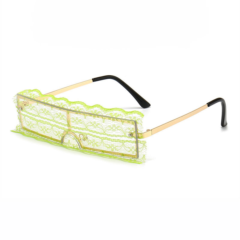 Diy Lace Covered Rectangle Shield Glasses Green