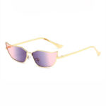 Geometric Angled Cat-Eye Womens Gradient Sunglasses Gold Frame Purple Pink Lens