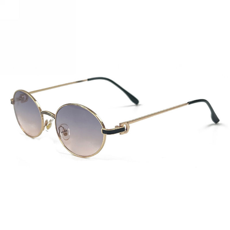 Metal Rim Retro Oval Sunglasses For Women Gold-Tone/Gradient Grey