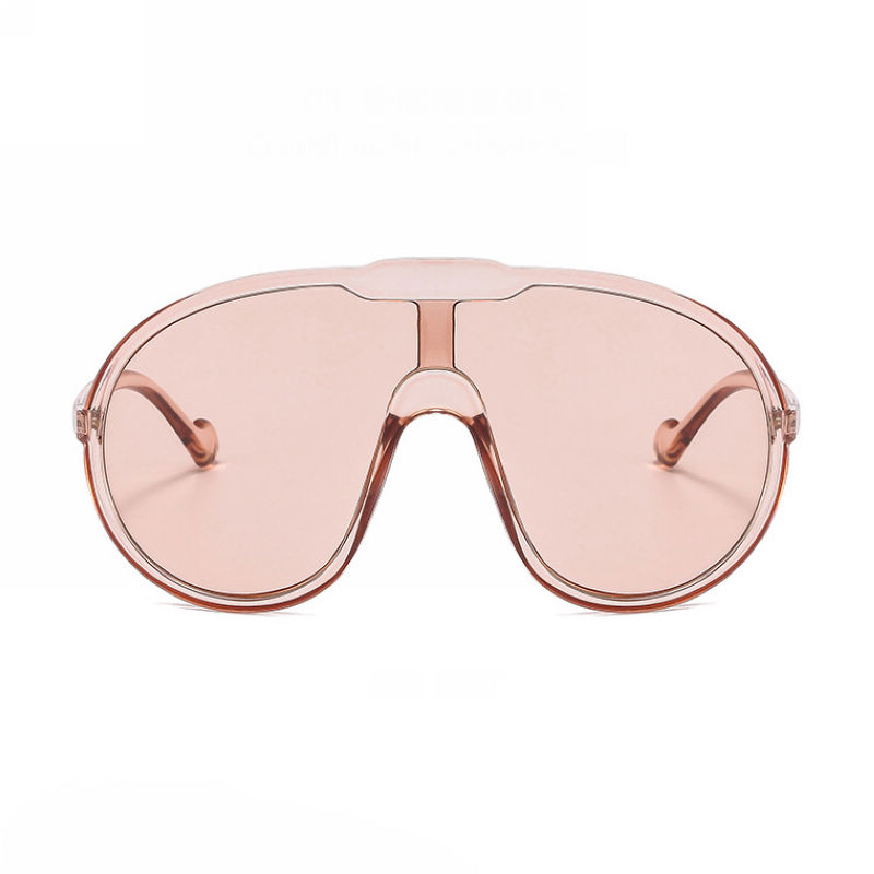 One-Piece Lens Large Shield Sunglasses Champagne