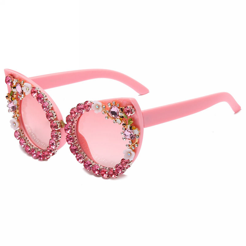 Pink Bling Jeweled Cat-Eye Sunglasses