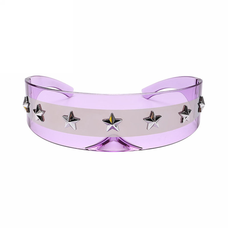 Purple Futuristic Star Wrap Shield Sunglasses