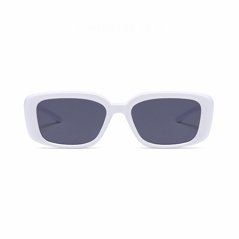 Retro Acetate Rectangle-Shape Womens Sunglasses White/Grey