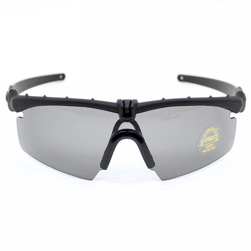 Semi-Rimless Tactical Glasses with 3 Interchangeable Lenses Black/Grey